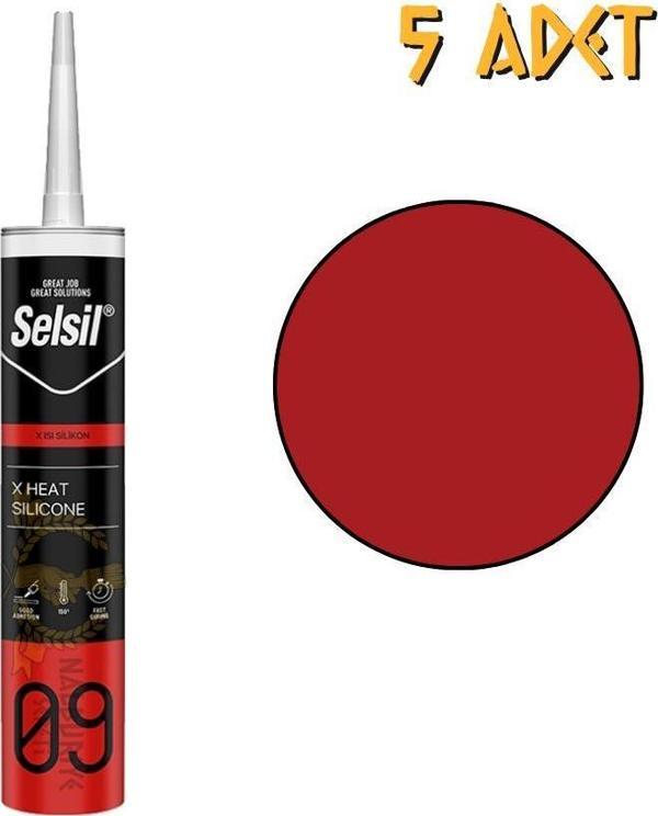 Selsil X 150 Derece Dayanıklı Isı Silikonu KIRMIZI 310 ml. - 5 Adet - Image 1