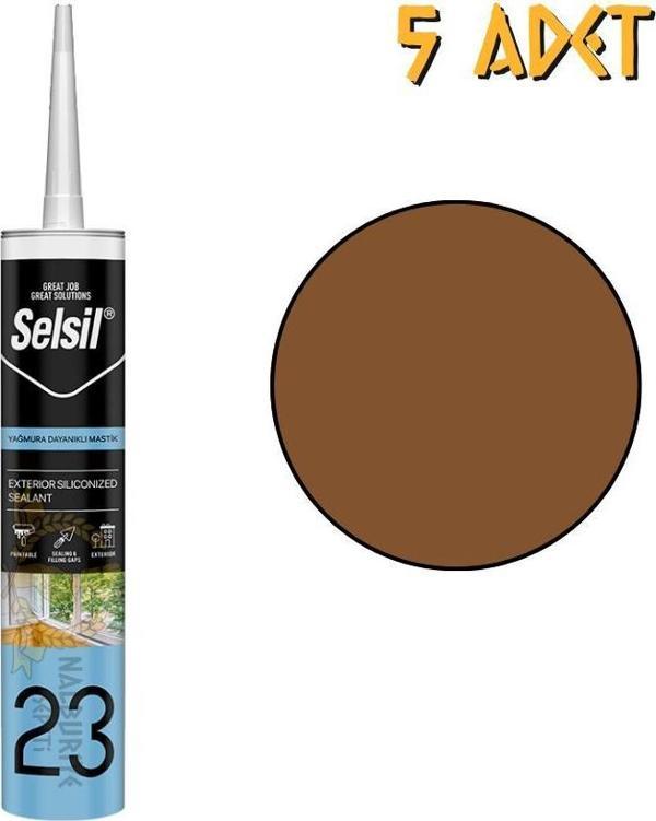 Selsil Yağmura Dayanıklı Silikonize Mastik ALTIN MEŞE 485 gr. - 5 Adet - Image 1