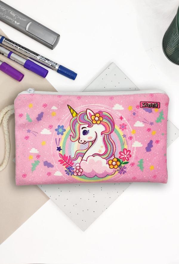 Unicorn Bahar Desenli Kalem Kutusu Yıkanabilir Bez Kalemlik - Image 1