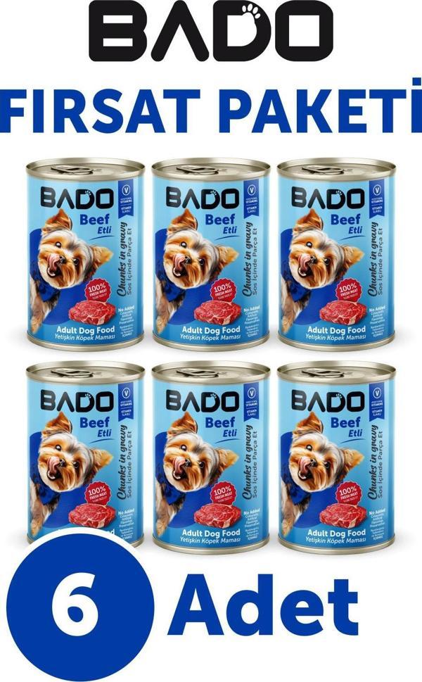 Bado Yaş Köpek Maması Etli Biftekli 400Gr 6Lı - Image 1