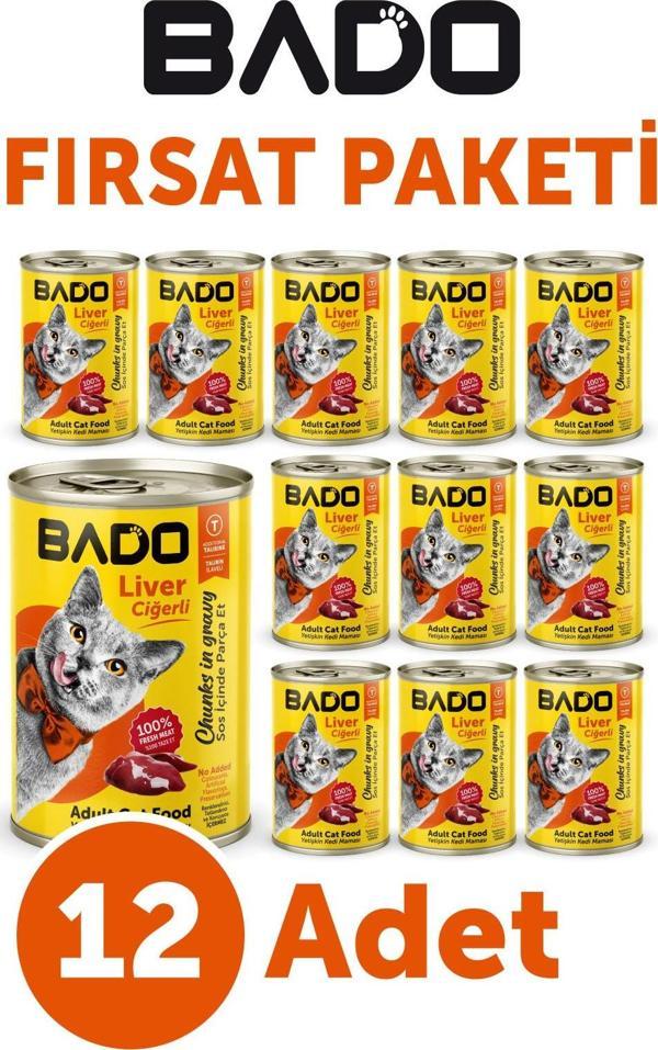 Bado Yetişkin Yaş Kedi Maması Ciğerli 400GR 12Li - Image 1