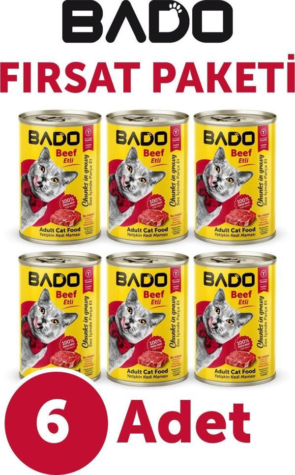 Bado Yetişkin Yaş Kedi Maması Etli 400GR 6Lı - Image 1