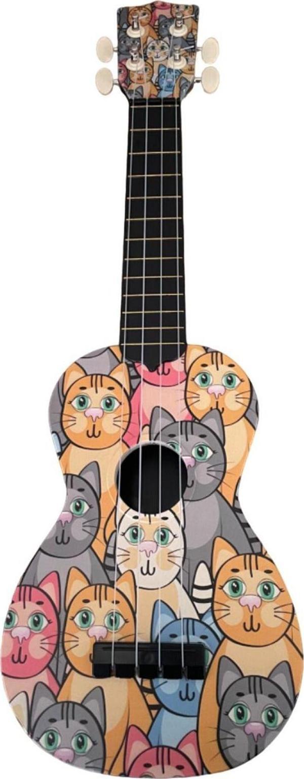 Rota Hawiian Soprano Kedi Desenli Komposit Ukulele - Image 1