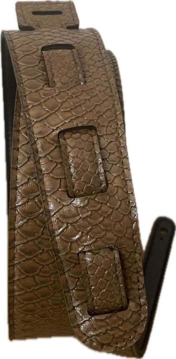 Rubber Cocoa Croco Destekli Suni Deri Gitar Askısı - Image 1
