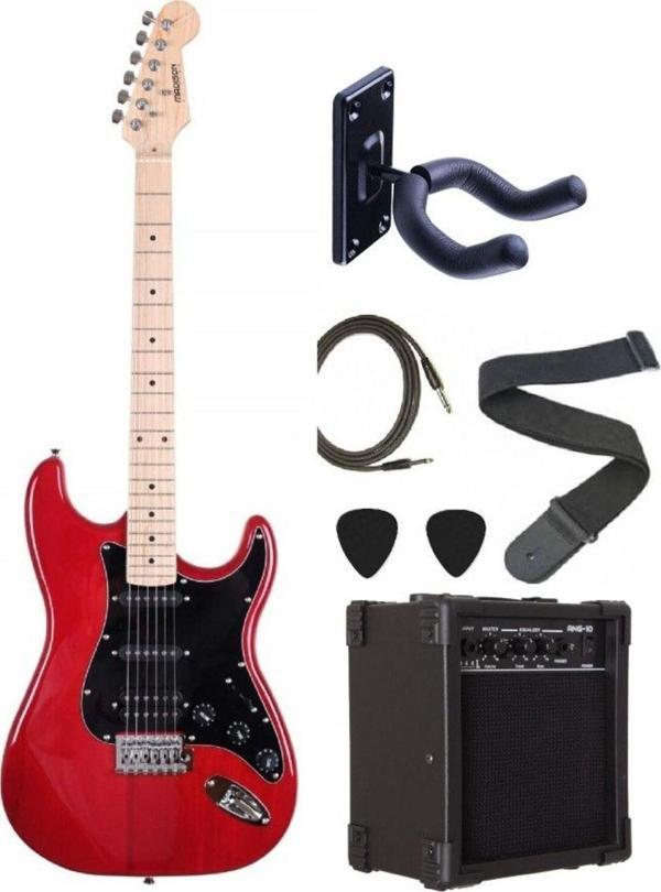 Madison Meg-3Trd Trans Red Burst Elektro Gitar Set - Image 1