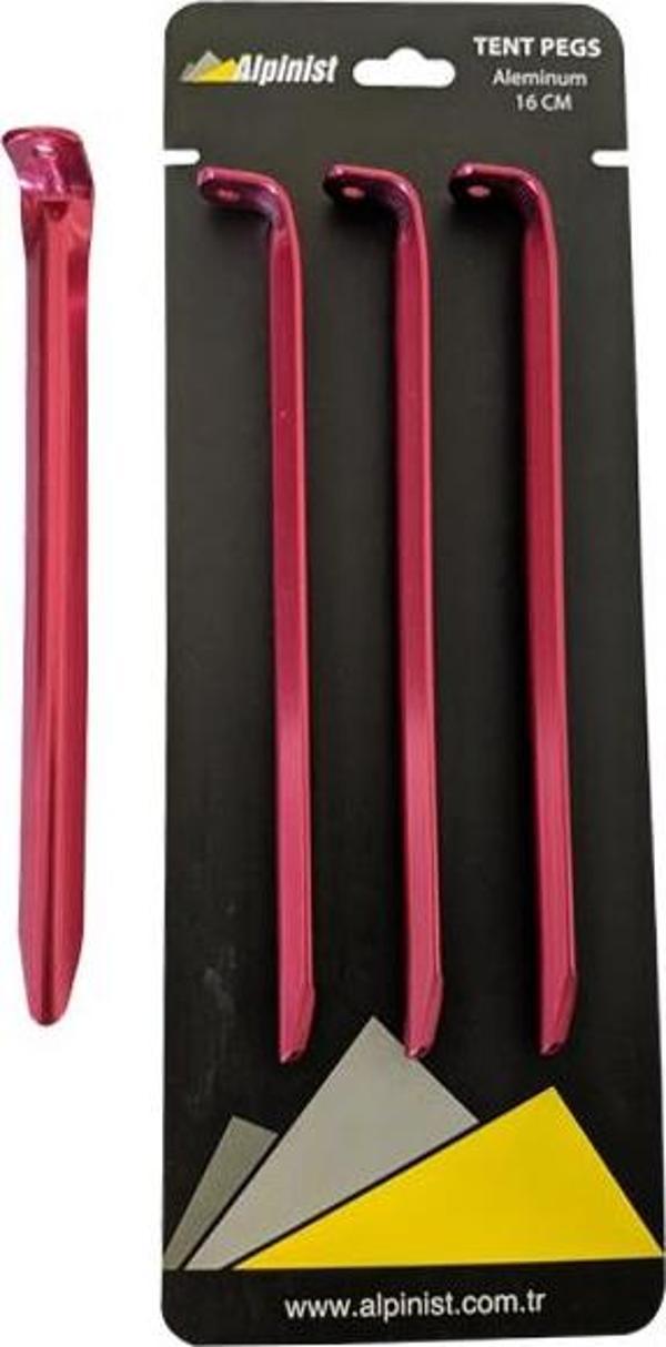Alpinist Alüminyum 6061 Çadır Kazığı 16 cm Kırmızı 4'lü - Image 1