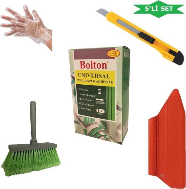 5'li Set 500gr. Duvar Kağıdı Yapıştırıcısı(tutkal-fırça-spatula-falçata-şeffaf Eldiven) - Image 1