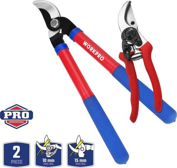 WORKPRO WP204500 2’li Profesyonel Bağ Bahçe Dal Budama Makası Seti - Image 1