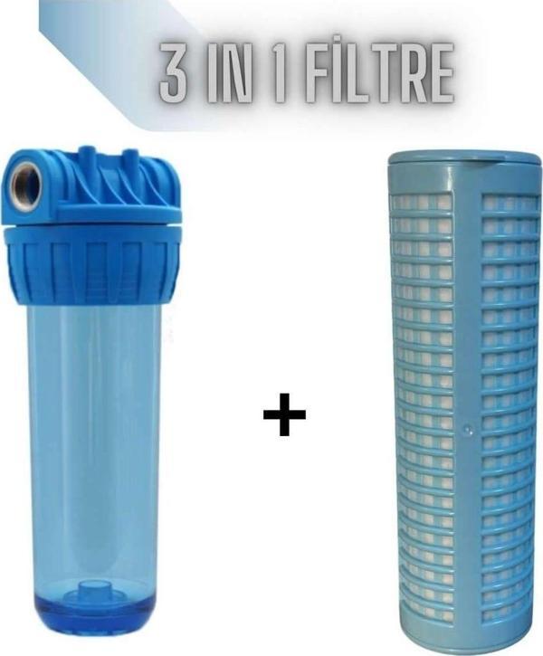 Aqua Bella Daire Ve Bina Girişi Su Arıtma 3Ü Bir Arada (Yıkanır-Sediment-Silifoz) Filtresi Ve Filtre Kabı - Image 1