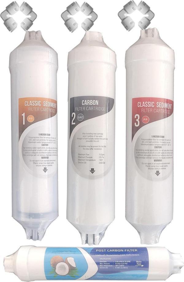 Aqua Bella Kapalı Kasa 12 Inç Su Arıtma Cihazı Filtresi Inline 4 Aşamalı Set - Image 1