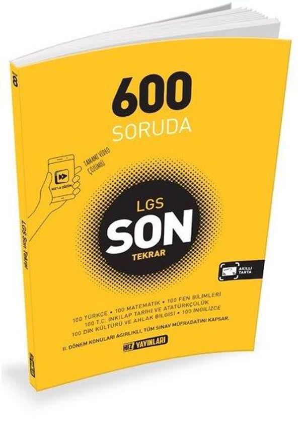 8.Sınıf LGS 600 Soruda Son Tekrar - Hız Yayınları - Image 1