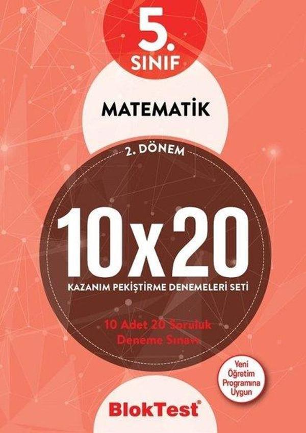 5.Sınıf 2.Dönem Matematik 10x20 Kazanım Pekiştirme Denemeleri Seti - Bloktest Yayınları - Image 1
