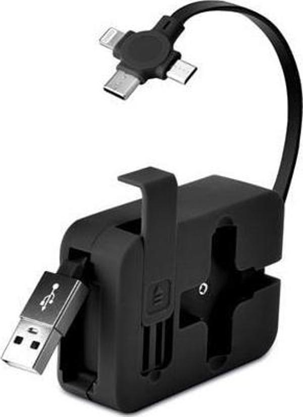 Petinka USB Şarj Kablosu Cep Tipi Telefon Tutuculu Makaralı 3 'ü 1 Arada Uzayıp Kısalabilen   - Image 1