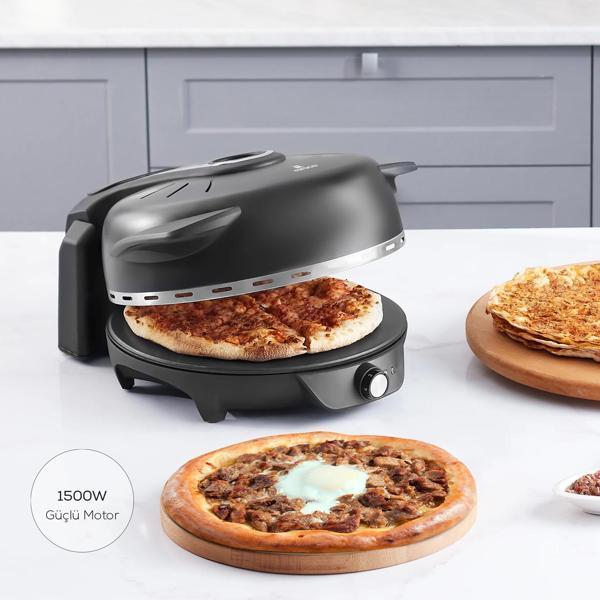 Karaca Gastro 10 in 1 Pizza Pide Lahmacun ve Tandır Ekmeği Makinesi Biodiamond Matte Black - Image 1