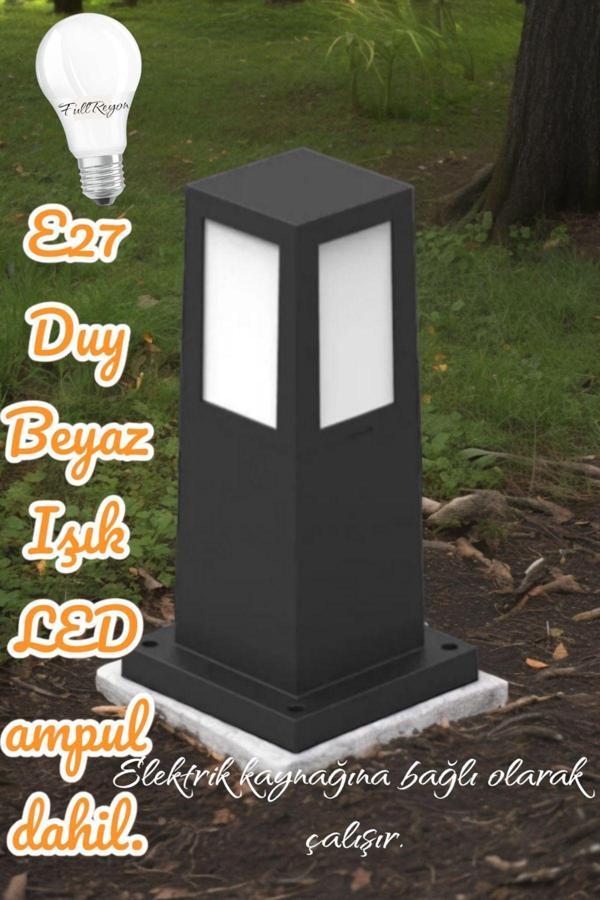 Full Reyon 29 Cm, 10 Watt Beyaz Işık Ampullü Set Üstü Aplik, Bahçe Duvar Armatürü, Çim, Çiçek Bahçe Yolu Apliği - Image 1