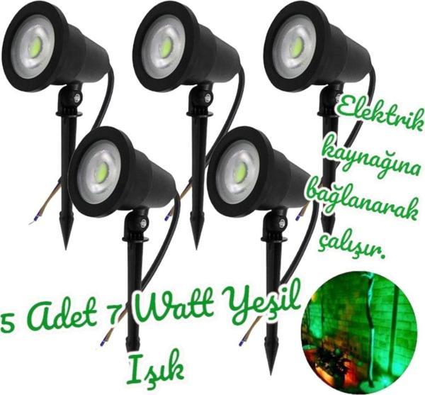 Full Reyon 5 Adet Elektrikle Çalışır, 7 Watt Yeşil Işık Kazıklı Bahçe Armatürü, Çim, Çiçek, Ağaç Aydınlatması - Image 1