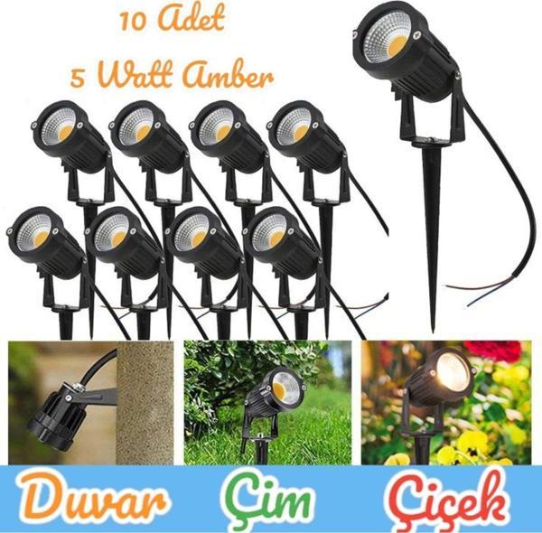 Full Reyon 10 Adet Elektrikle Çalışır, 5 Watt Amber Işık Kazıklı Bahçe Armatürü Çim Çiçek Ağaç Aydınlatma Aplik - Image 1