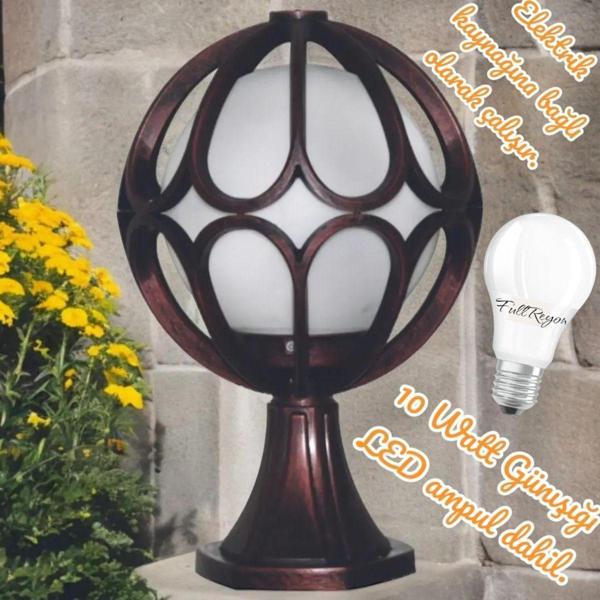 Full Reyon 10 Watt Günışığı Led Ampul Dahil, Bakır Eskitme Bahçe Aydınlatma Apliği, Set Üstü Dekoratif Aplik - Image 1
