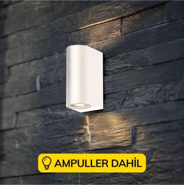 Full Reyon Çift Yönlü Dekoratif Beyaz Aplik - Günışığı Ampüller Dahil - Image 1