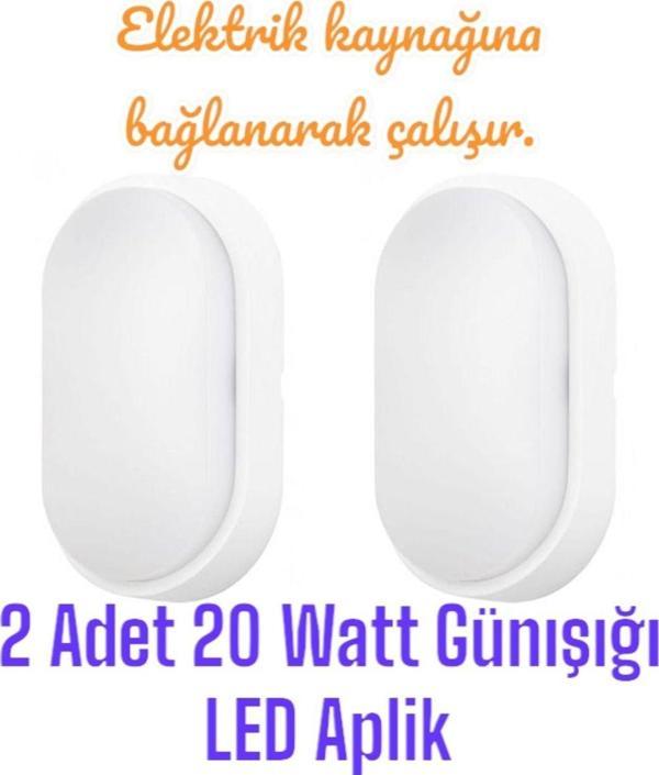 Full Reyon 2 Adet 20 Watt Günışığı Ledli Nemli Alan, Dış Mekan, Bahçe, Banyo, Teras, Balkon, Kamelya Apliği - Image 1