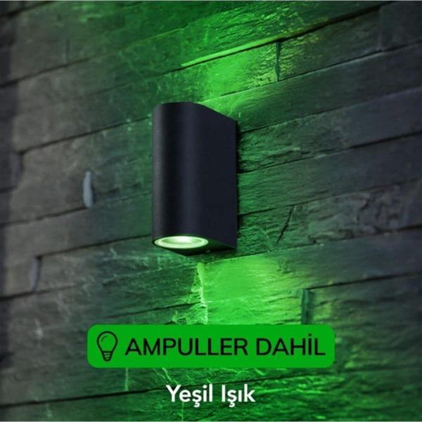 Full Reyon Dekoratif Çift Yönlü Siyah Aplik - Yeşil Işık - Ampuller Dahil - Image 1