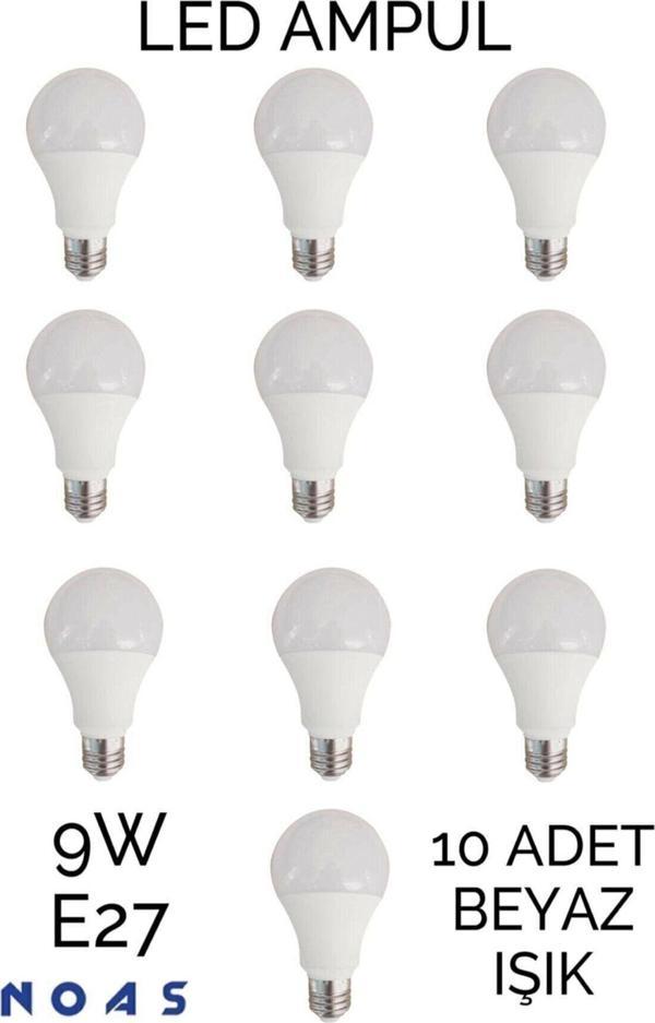 Full Reyon 10 Adet 9 Watt E27 Duylu Led Ampul - Beyaz Işık- 10'Lu Paket - Image 1
