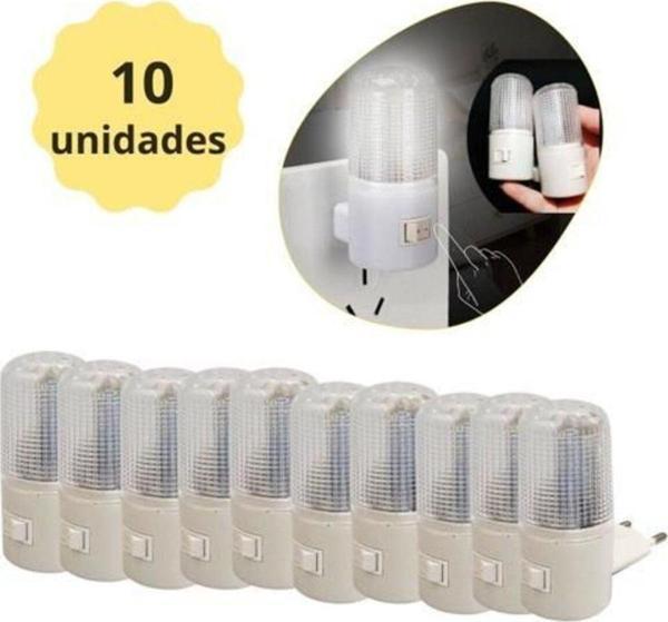 Full Reyon 10 Adet 1 Watt Beyaz Işık, Çok Kaliteli, Fişli, Aç - Kapa Düğmeli Gece Lambası, 8 Cm Gece Lambası - Image 1
