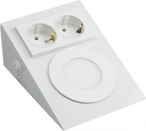 Full Reyon Metal Kasa, Çift Prizli, Aç - Kapa Düğmeli, 2,5 Watt Günışığı Ledli Tezgah - Dolap Armatürü - Image 1