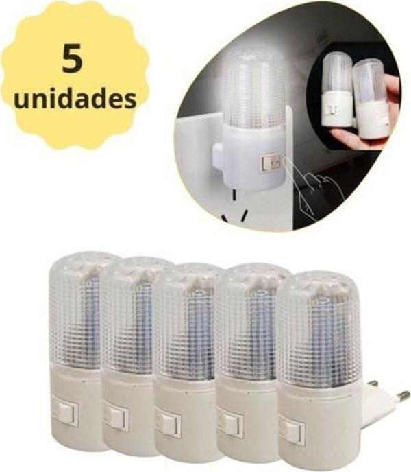 Full Reyon 5 Adet 1 Watt Beyaz Işık, Çok Kaliteli, Fişli, Aç - Kapa Düğmeli Gece Lambası, 8 Cm Gece Lambası - Image 1