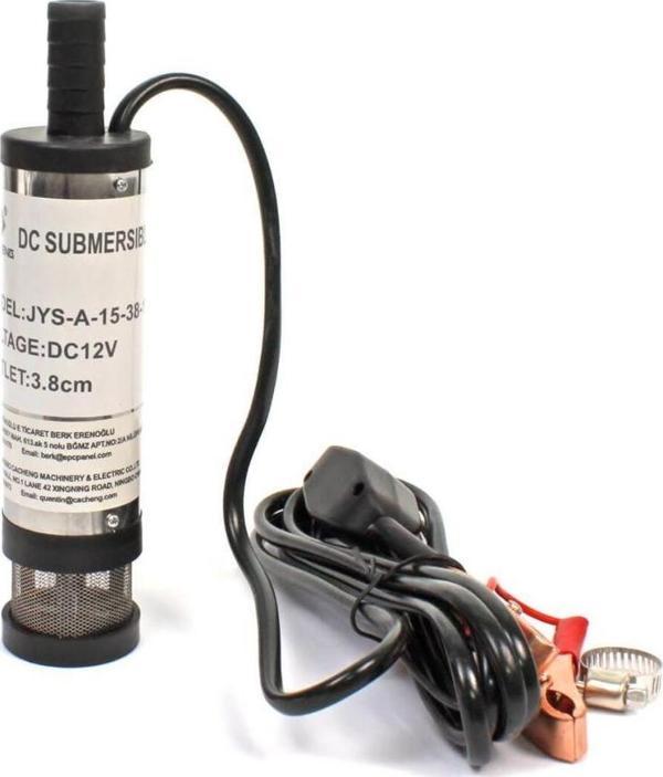 12 Volt Mazot Yağ Aktarma Pompası,  Dc Mini Dalgıç Pompa Süzgeçli 38 mm Dış Çap - Image 1