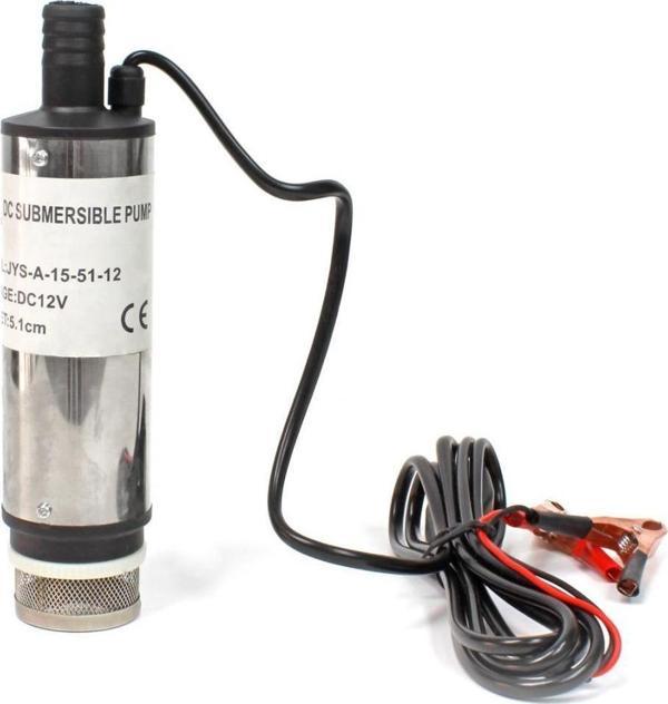 12 Volt Mazot Yağ Aktarma Pompası,  Dc Mini Dalgıç Pompa Süzgeçli 51 mm Dış Çap - Image 1