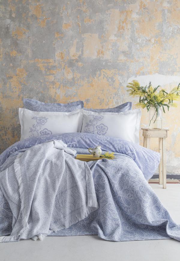 Apricitas Çift Kişilik Tımeless Set Sorella Cobalt - Yatak Örtüsü - Image 1