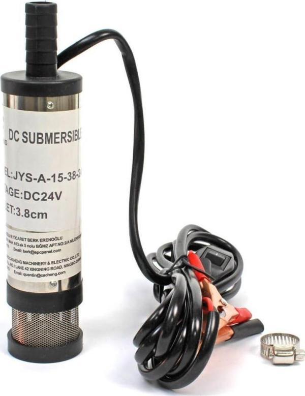 24 Volt Mazot Yağ Aktarma Pompası,  Dc Mini Dalgıç Pompa Süzgeçli 38 mm Dış Çap - Image 1