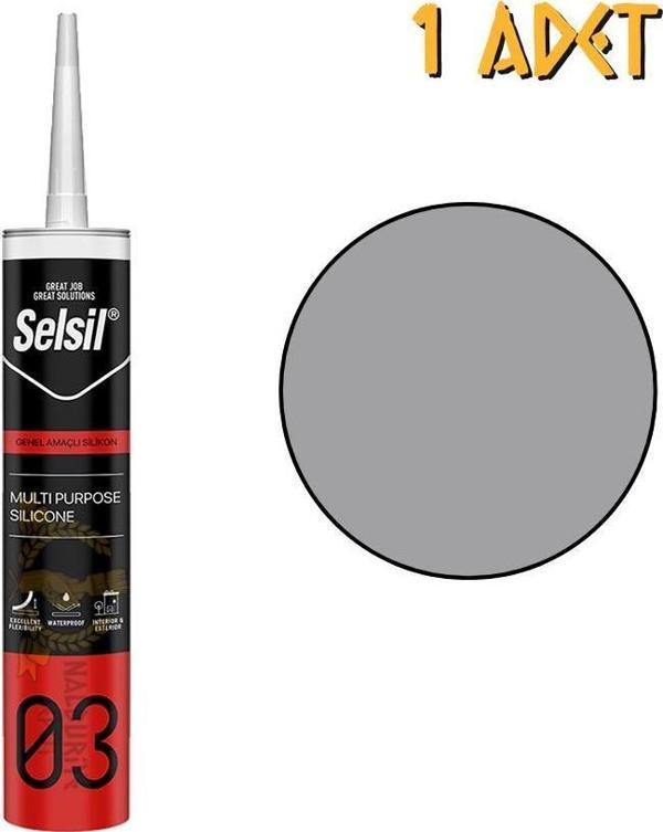 Selsil Genel Amaçlı Silikon ALÜMİNYUM GRİ 322 gr. - 1 Adet - Image 1