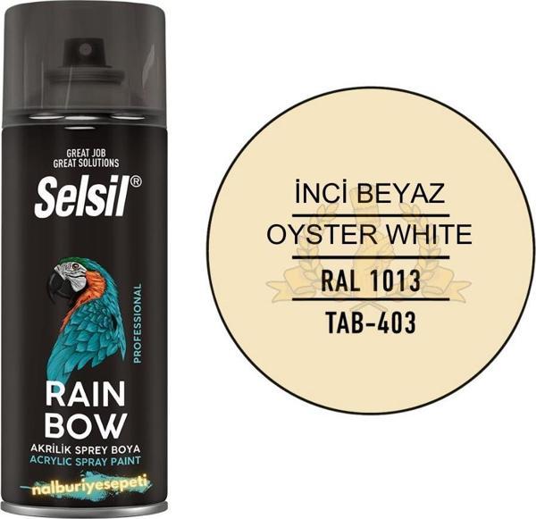 Selsil Rainbow Akrilik Sprey Boya İNCİ BEYAZ 400 ml. - RAL1013 - Image 1