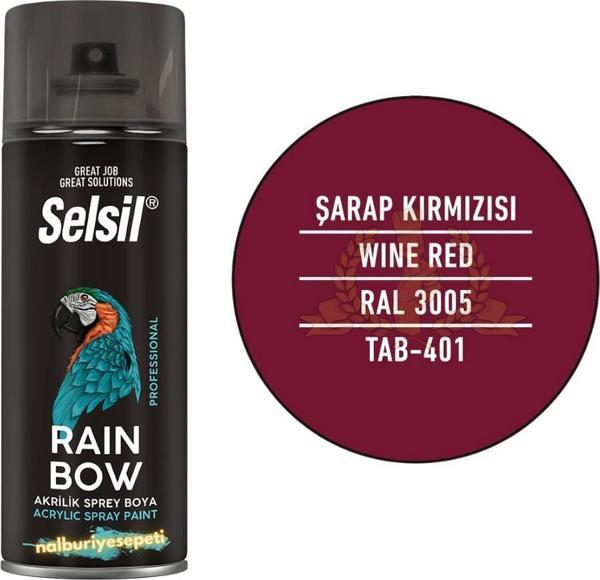 Selsil Rainbow Akrilik Sprey Boya ŞARAP KIRMIZI 400 ml. - RAL3005 - Image 1