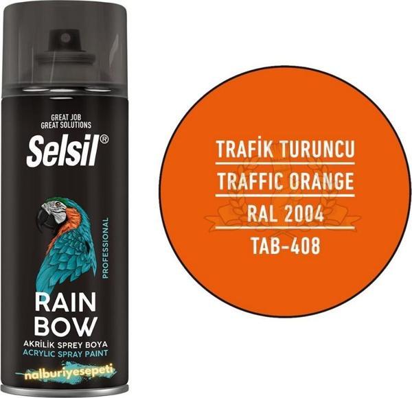 Selsil Rainbow Akrilik Sprey Boya TRAFİK TURUNCU 400 ml. - RAL2004 - Image 1
