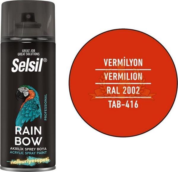 Selsil Rainbow Akrilik Sprey Boya VERMİLYON KIRMIZI 400 ml. - RAL2002 - Image 1