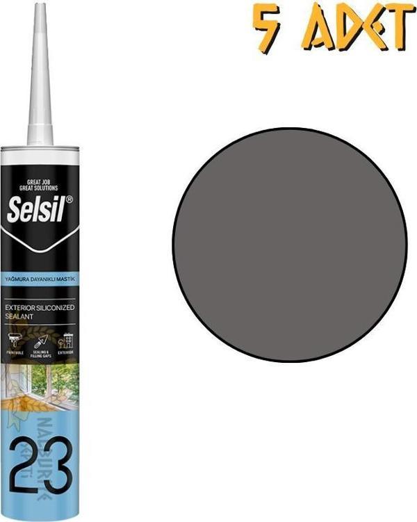 Selsil Yağmura Dayanıklı Silikonize Mastik ANTRASİT GRİ 485 gr. - 5 Adet - Image 1