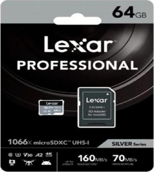 Lexar 64gb 1066x Microsdxc Uhs-ı U3 V30 A2  Hafıza Kartı Sd Adaptör - Image 1