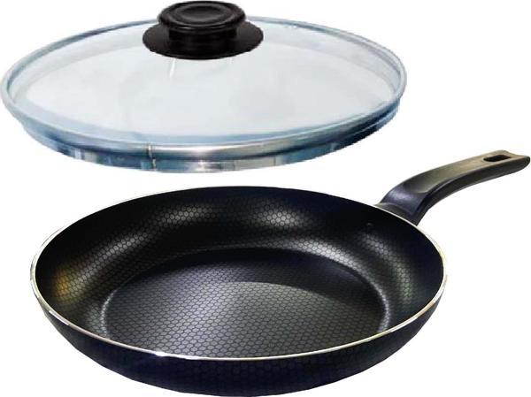 Mehtap Teflon Tava 24 CM Petek Desenli Cam Kapaklı - Image 1