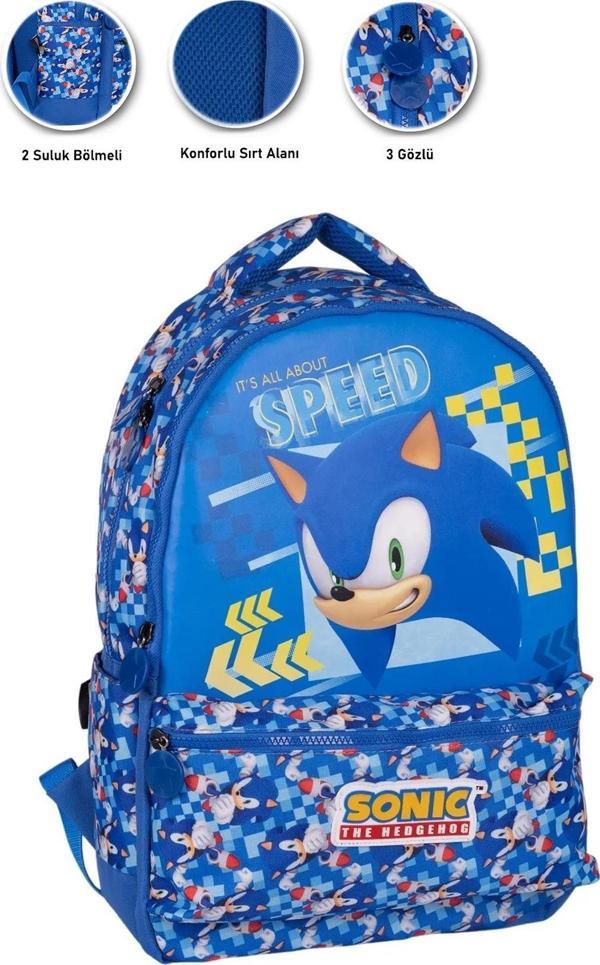 3 Gözlü End Sonic Okul Çantası - Sonic Çanta İlkokul Çanta Erkek Okul Çanta Sırt Çantası - Image 1