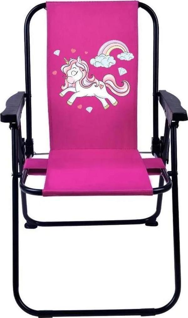 EXENT Rainbow Unicorn LÜX Çocuk Piknik Sandalyesi-Mini Kamp Sandalyesi-PEMBE - Image 1