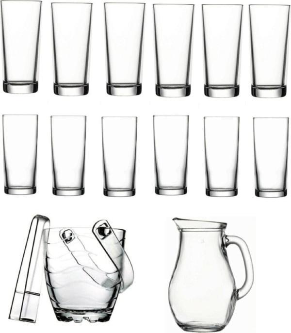 Paşabahçe rakı bardak ve 15 prç. rakı bardağı ve buz kovası seti  - Image 1