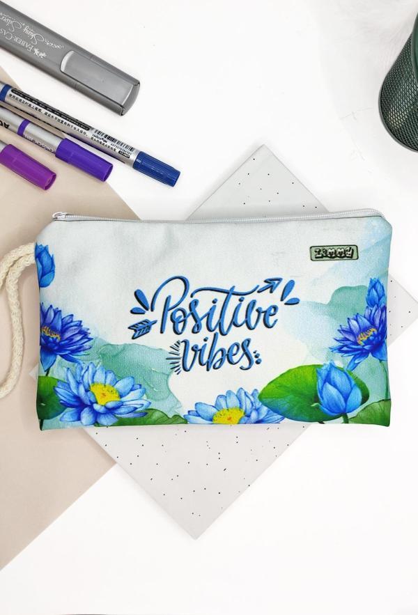 Lotus Positive Desenli Kalem Kutusu Yıkanabilir Bez Kalemlik - Image 1