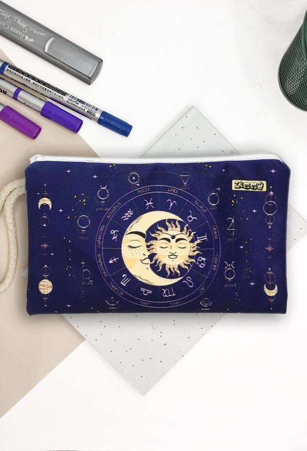 Tarot Ay Güneş Desenli Kalem Kutusu Yıkanabilir Bez Kalemlik - Image 1