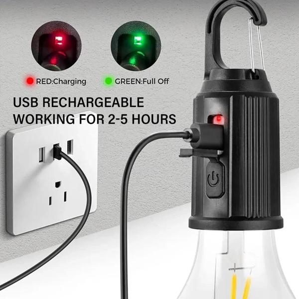 Taşınabilir Şarjlı Led Ampül Outdoor Kamp Bahçe Lambası 10W Askılı Kırılmaz 3 Modlu Işık - Image 1