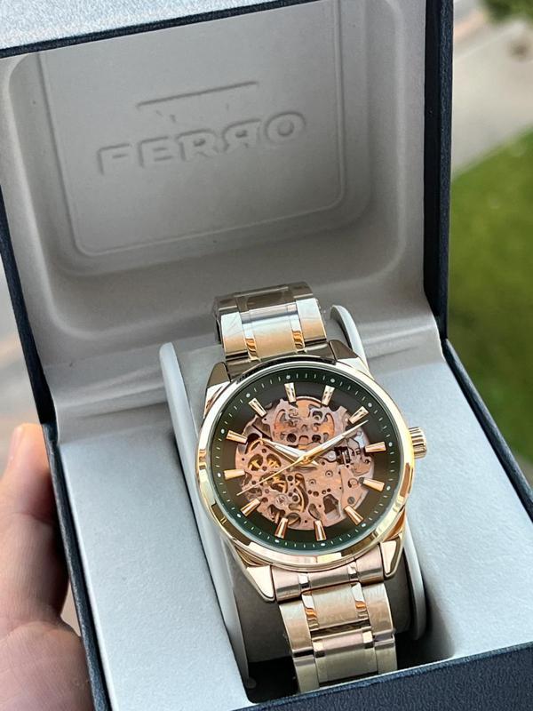 Ferro 2 Yıl Garantili Otomatik Mekanizma 3 Atm Su Geçirmez Çelik Kordon Erkek Kol Saati EFM.40106.B6 - Image 1