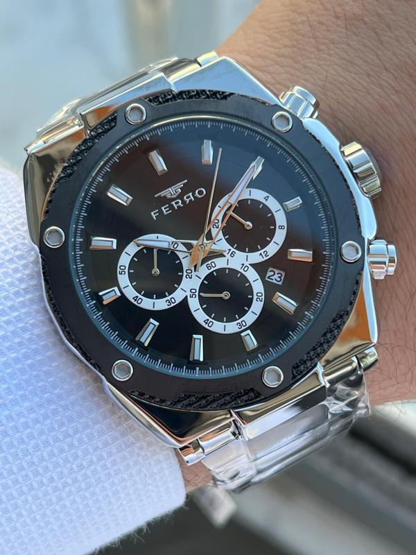 Ferro Çelik Kordon İç Fonksiyonları Aktif Chronograph 30 Mt Su Geçirmez Erkek Kol Saati EFM.31397.J2 - Image 1