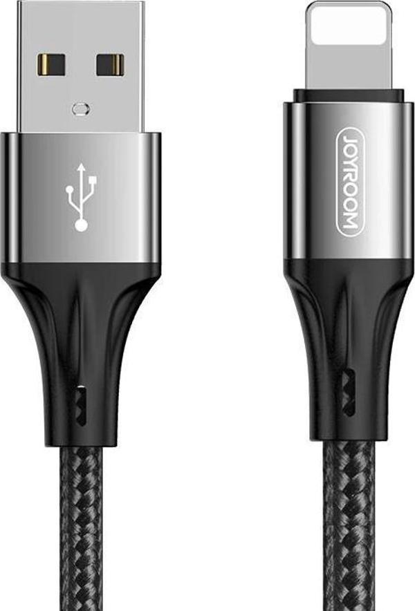 Joyroom S-1230N6 iPhone Lightning Hızlı Şarj ve Data Kablosu Örgü 3A 1.2M Siyah - Image 1